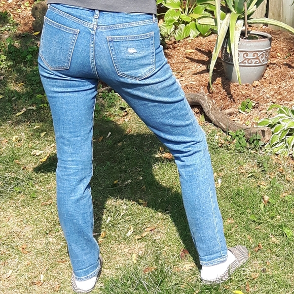 💜 size 26R Gap distressed plaid patched jeans 👖 - Picture 4 of 14